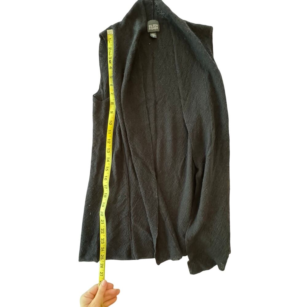 Eileen Fisher women’s 100% wool lightweight cardigan black tunic length Small - Picture 4 of 5